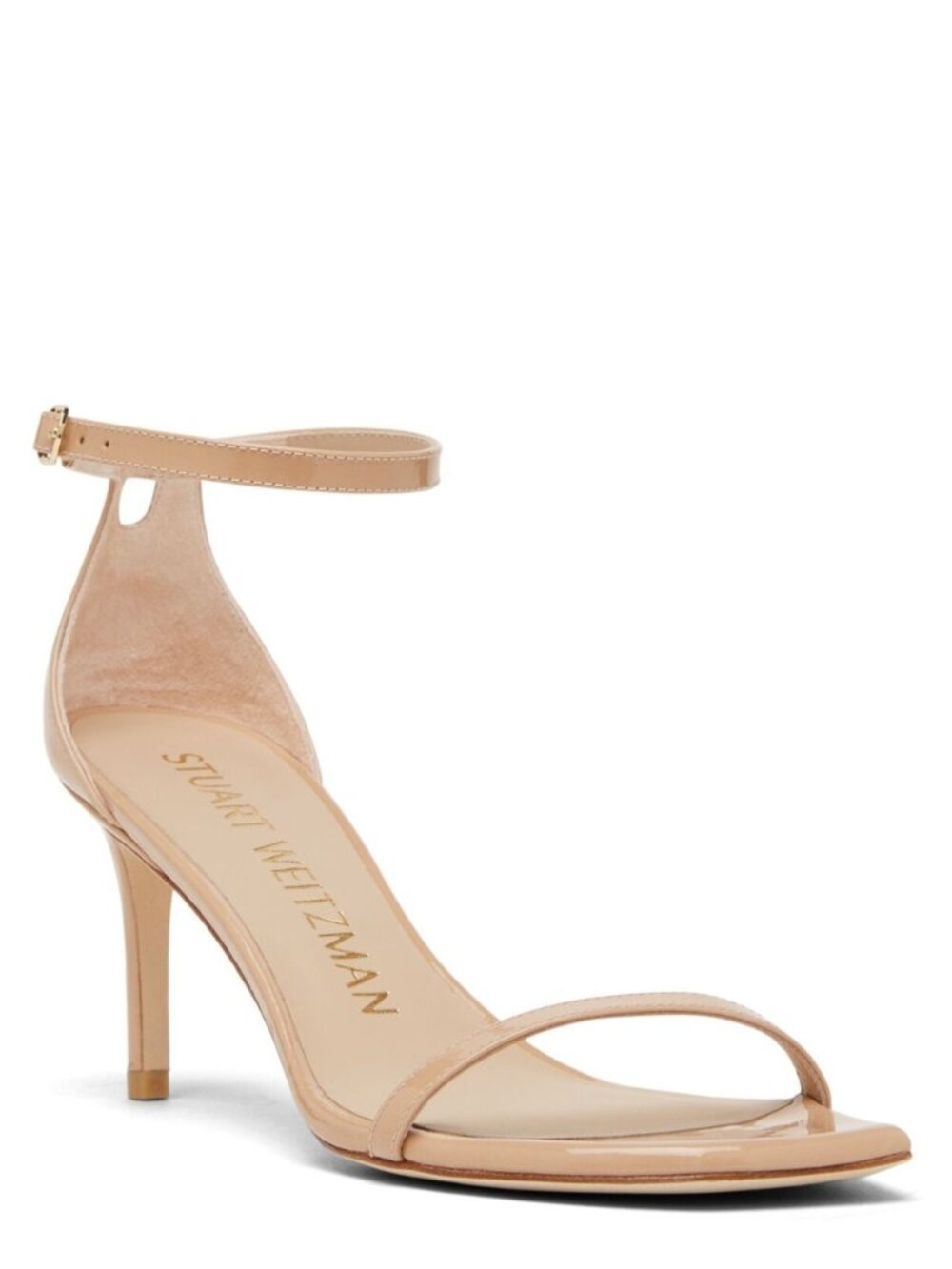 $560 STUART WEITZMAN Nudistcurve 75 Strap Sandal ADOBE PATENT NUDE 6.5 B (PD22)
